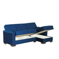 Ottomanson Origins Pro kabrió L alakú szekcionált kanapé, kék mikroszálas