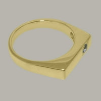 Brit készült 14K sárga arany természetes akvamarin férfi ígéret gyűrű - méret opciók-méret 8.75