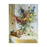 Védjegy Képzőművészet „vadvirágok és sárga paplan” vászon művészete, Robin Anderson