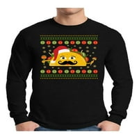 Kínos stílusok Xmas Taco csúnya karácsonyi pulóver Hosszú ujjú póló férfiaknak