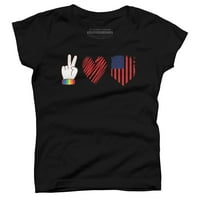 Hazafias július 4-I ajándék, béke szerelem Amerika Lányok Fekete grafikus póló-az emberek XS tervezése