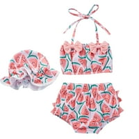 Kisgyermek kislány fürdőruhák görögdinnye nyomatok Bikini fürdőruha rövidnadrág lányok Bikini strand fürdőruha kalap