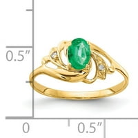 Primal arany karátos sárga arany 6x ovális smaragd és gyémánt gyűrű