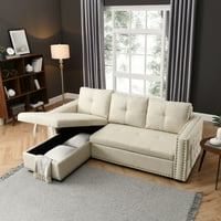 Nappali szekcionált kanapé, aukfa modern bársony reverzibilis alvó szekcionált kanapé, ülés L alakú, kihúzott ággyal