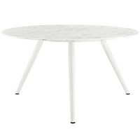 Modway Lippa 54 kerek mesterséges márvány étkezőasztal fehér állvány talppal