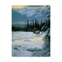 Védjegy Képzőművészet 'Yellow Dawn American Elk' vászon művészete, Ron Parker