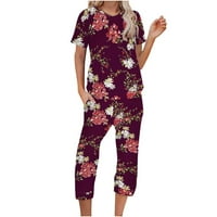 qolati női nyári ruhák rövid ujjú hálóruha pizsama szett Vintage virágos nyomtatás Puha Pjs Lounge szett zsebekkel