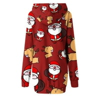 Miayilima ing ruhák Női Divat karácsonyi kapucnis táska zseb virágos nyomtatás Hosszú ujjú pulóverek ruha