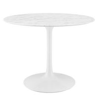 Modway Lippa 40 kerek mesterséges márvány étkezőasztal fehér színben