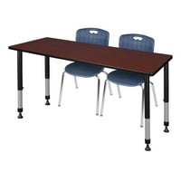 Kee 66 30 állítható magasságú tantermi asztal-mahagóni & Andy 18-in Stack székek-Sötétkék