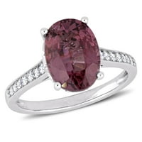Miabella női karátos T.G.W. Ovális vágású rózsaszín spinel & carat T.W. Gyémánt 14KT fehérarany pasziánsz gyűrű