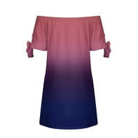 Női ruhák Női Fit & Flare Rövid ujjú négyzet alakú nyakkivágás gradiens rövid szexi Pocket Fit & Flare ruhák Rózsaszín
