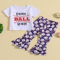 Calsunbaby Toddler Kids Girls nyári ruhák készlet levél nyomtatás rövid ujjú Legénység nyak pólók felsők és Baseball