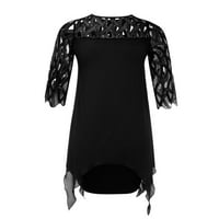 Női ruhák Kerek nyakkivágással szilárd Rövid ujjú ruha Térdig érő A-Line ruhák Fekete XL