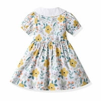 Kislány ruhák kisgyermek nyári virág nyomtatás Harisnyatartó ruha kalap hajtű fehér 90