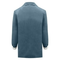 Női blézer Hosszú ujjú munka irodai öltöny kabát kabát Egyszínű öltöny hajtóka blézer dzsekik Kék L