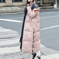 Női felsők clearance alatt $ női téli divat fényes hosszú Over-the-térd kapucnis vastag párnázott kabát kabát Rózsaszín