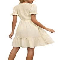 Sanviglor Női Mini ruhák Egyszínű Sundress Rövid ujjú póló ruha a-line strand sárgabarack L