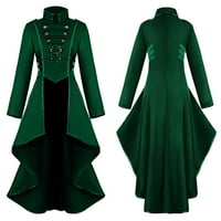 Guvpev Női Gótikus Steampunk Gomb Csipke Fűző Halloween Jelmez Kabát Frakk Kabát-Zöld L