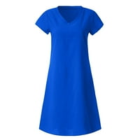 Női ruhák Női A-vonalú Rövid ujjú szilárd V-nyakú A-vonalú Térdig érő Nyári ruhák kék 5XL