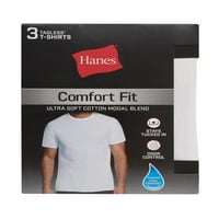 Hanes férfi Comfort Fit Ultra puha pamut fehér Crew póló alsónadrág, csomag