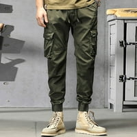Vedolay Cargo nadrág férfiaknak férfi húzózsinóros derék Flap Pocket Streetwear Baggy Cargo nadrág nadrág, Zöld 3XL