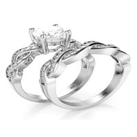 Sz ezüst CZ köbös Cirkónia végtelen esküvői eljegyzési gyűrű szett