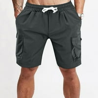 Labakihah Cargo nadrág férfiaknak Férfi Alkalmi Egyszínű Laza Plusz méretű Multi Pocket ötpontos rövid nadrág szürke