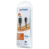 Manhattan Micro-B adat + töltőkábel, nagy sebességű USB 2.0, A típusú férfi a Micro-B férfi, Mbps, 1. ft., Fekete