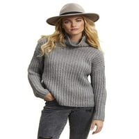Scoop gofri kötött Turtleneck pulóver női