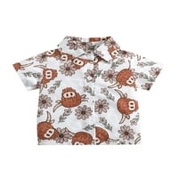 Musuos Baby Boys Gombos póló alkalmi Tehénfej nyomtatott hajtóka Rövid ujjú felsők kisgyermek utcai ruházathoz