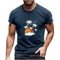Férfi póló 3D kókuszfák nyomtatás nyári strand blúzok pólók rövid ujjú Legénység nyak felsők Hawaii ingek Navy Blue