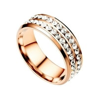 Titán Acél Dupla Gyémánt Gyűrű Koreai Stílusú Divat Rozsdamentes Acél Gyémánt Pár Gyűrű Gyűrűk Rózsa Arany