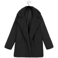 Női Molett méretű téli kabát női női meleg Fau kabát kabát téli szilárd kapcsolja le gallér felsőruházat Fekete L,
