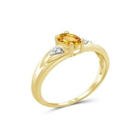JewelersClub Citrine Ring Birthstone ékszerek - 0. Karát -citrin 14K aranyozott ezüst gyűrűs ékszerek fehér gyémánt