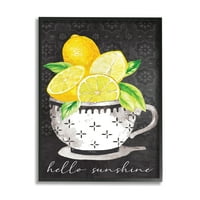 CMOTELL Hello Sunshine Lemons a teáscsésze mintázatú ételek és italfestés fekete keretes művészet nyomtatott fali művészet