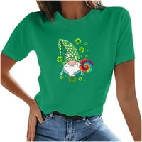 Női Graphic Crewneck Rövid ujjú pólók Rendszeres Fit St. Patrick ' s Day pólók Póló tavaszi nyári zöld felsők