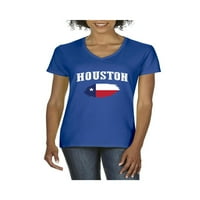 - Női póló V-nyakú Rövid ujjú-Houston