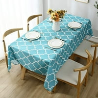 Asztalterítő téglalap asztalokhoz-vízálló Szaténálló mosható étkezőasztal védő nyaralás, Party, kékeszöld és fehér