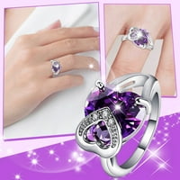 Heiheiup Szív Alakú Gyémánt Színű Drágakő Cirkon Mikro Beállítás Gyűrű Ékszerek Születésnapi Javaslat Ajándék Gyűrű