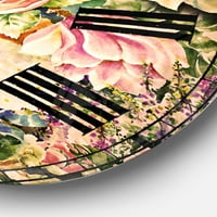 Designart 'rózsaszín virágmintázat a fehér' hagyományos falórán