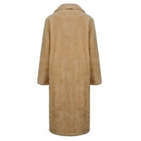 Női Fau Teddy Coat női őszi téli alkalmi Plusz méretű hosszú kabát vastag meleg felsőruházat túlméretes kabát~ barna