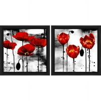 Fekete és piros virágkészlet 14 14 fal művészet