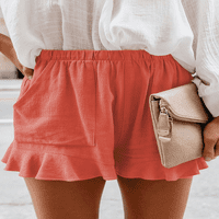 Női rövidnadrág nyári alkalmi kényelmes Magas derék rakott nadrág zsebekkel - - - Narancs