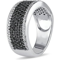 Carat T.W. Fekete-fehér gyémánt sterling ezüst hét sor gyűrű