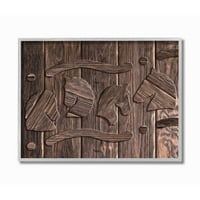 Stupell Industries Unicorn Rustic Etch Wood Grain Brown Digital Design keretes fali művészete Ziwei Li, 16 20