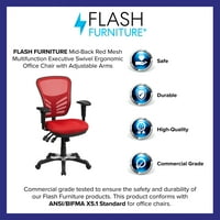 Flash bútorok Közép-hátsó piros hálós többfunkciós Executive forgatható ergonomikus irodai szék állítható karokkal