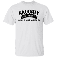 Graphic America vicces ünnepi ünnepi karácsonyi idézet Naughty és tudom, hogy megéri a férfi grafikus pólót