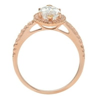 2. ct ragyogó Marquise vágott szimulált gyémánt 14K Rózsa arany Halo pasziánsz ékezetes gyűrű SZ 7.25