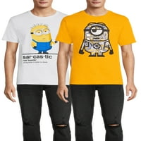 Minions férfiak és nagy férfi grafikus pólók, 2 csomag